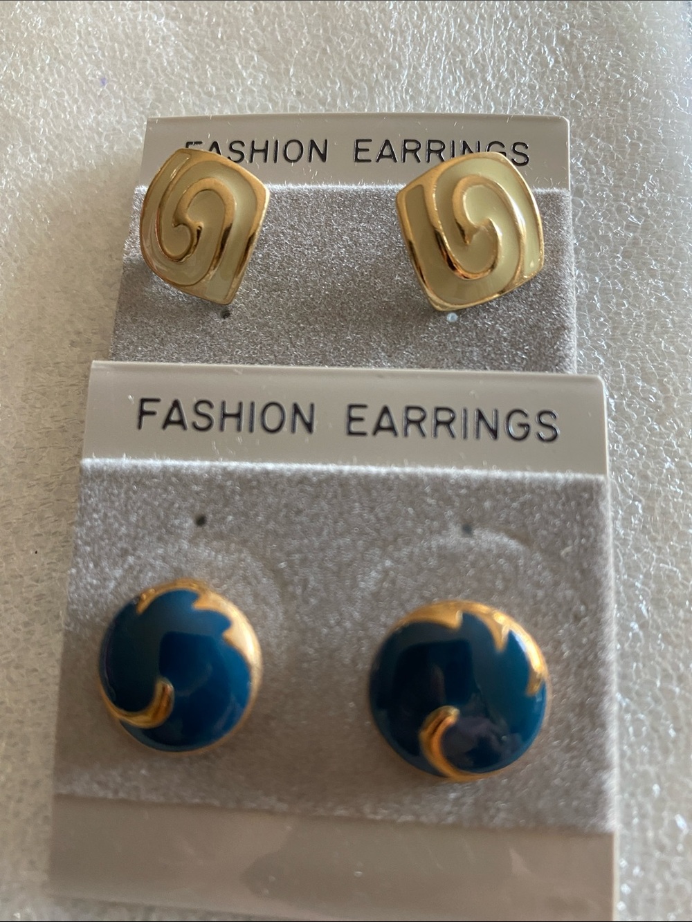 Set - Gold and Blue Stud Earrings